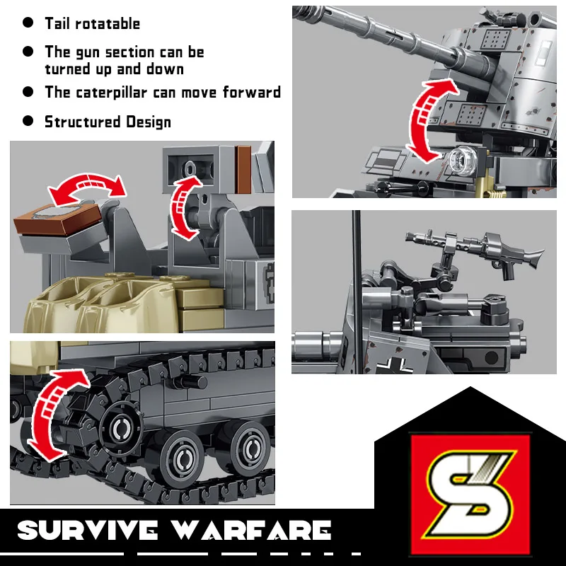 Военный кирпич SY танк строительные блоки Вторая мировая война немецкий Мардер