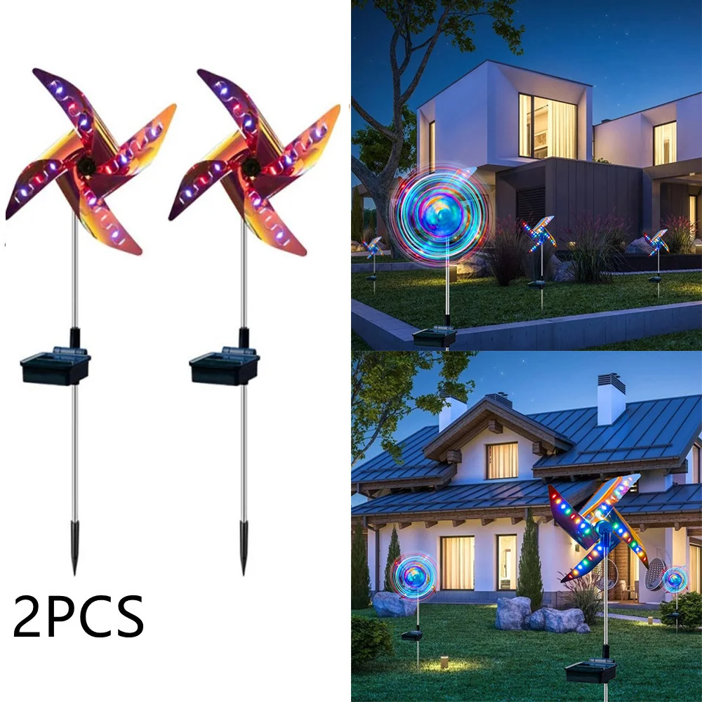 

2pcs LED Spot Light Garden Path Landscape Lights 32LED Solar Ground Light Outdoor Decorative Windmill Waterproof Night Light.