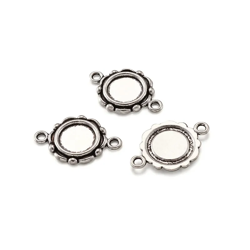 20 шт лоток 10 мм плоский круглый сплав в тибетском стиле кабошоновый разъем для