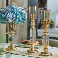 metal crystal candle holder creative romantic large golden candle holders simple table decoration candlestick decoration bc50zt