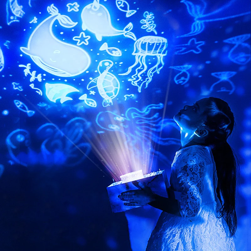 Вращающийся ночник проектор романтическая звездная звезда планета динозавр