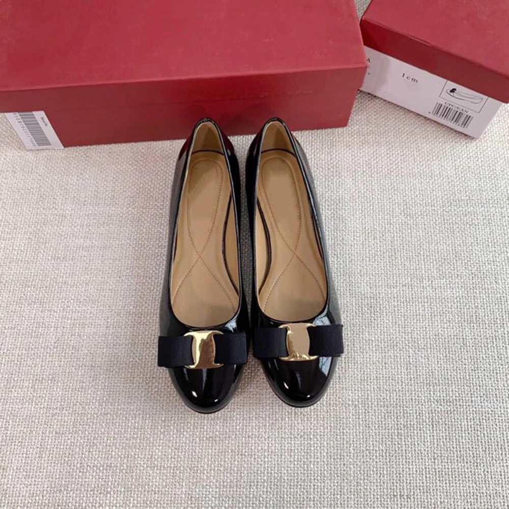 

Top Quality Handmade Women's Shoes 100% Real Leather Heels Shoes Women Hot Selling Classic Brand Flats Shoes Bow Shoes Size34-42