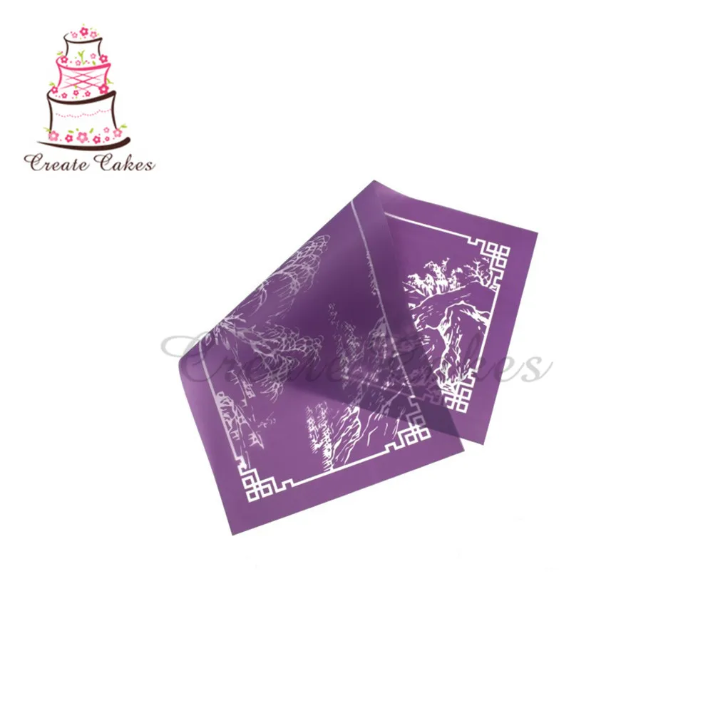 Трафарет для украшения торта украшение выпечки вышивка пейзажами|stencils for cakes|design