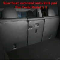 for tesla model 3 y rear trunk leather seat surround anti kick pad seat cushion model y 1set