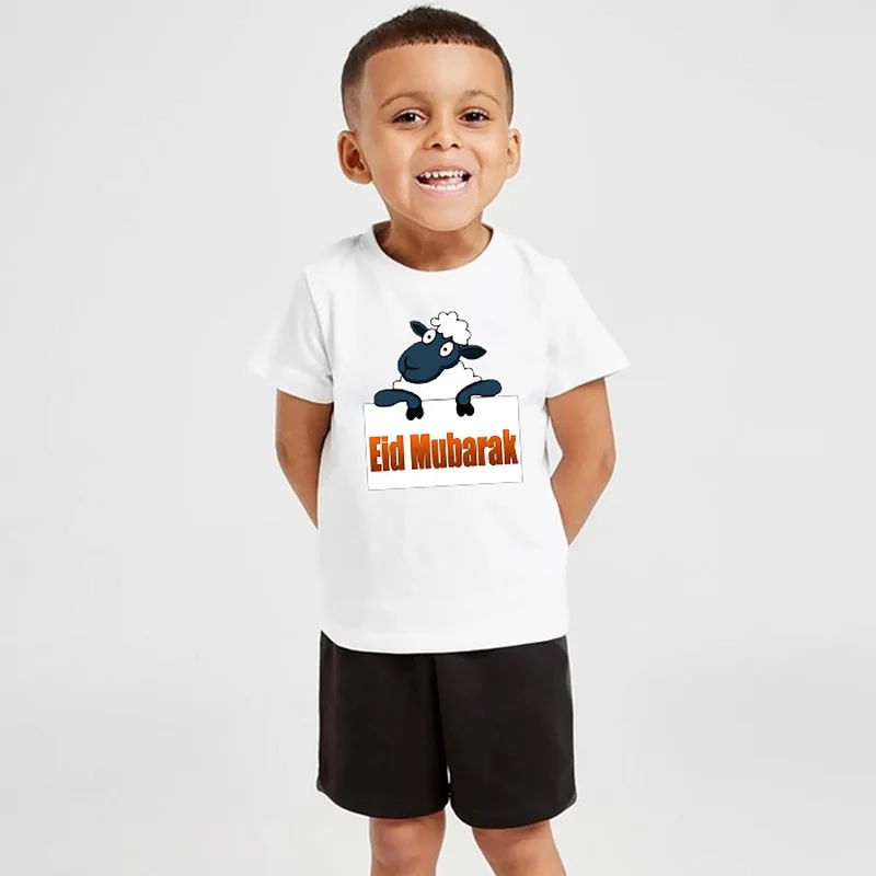 

Eid al-Adha/Детский костюм новая хлопковая Футболка с принтом для мальчиков хлопковые летние шорты детская одежда из двух предметов Топы