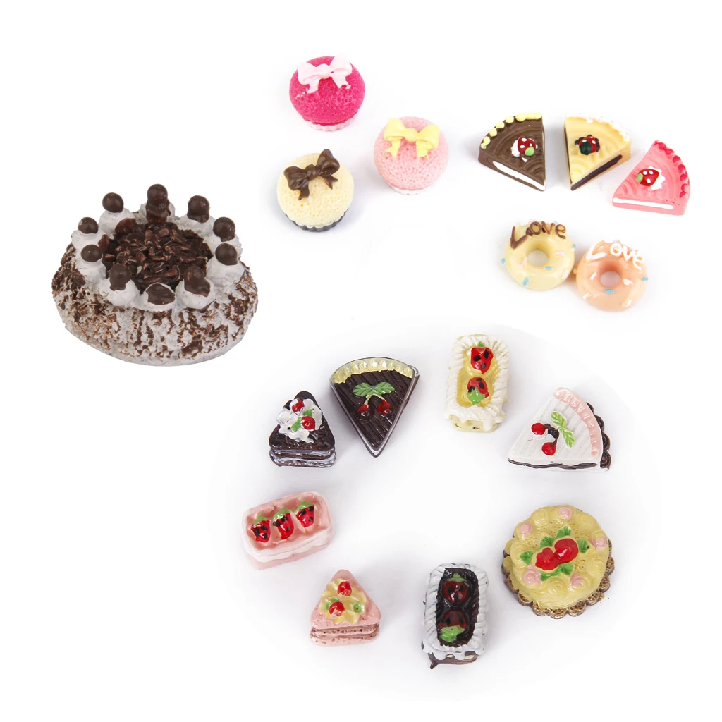 

8Pcs Chocolate Strawberry Cherry Cakes Sets For 1/12 Dollhouse Miniatures