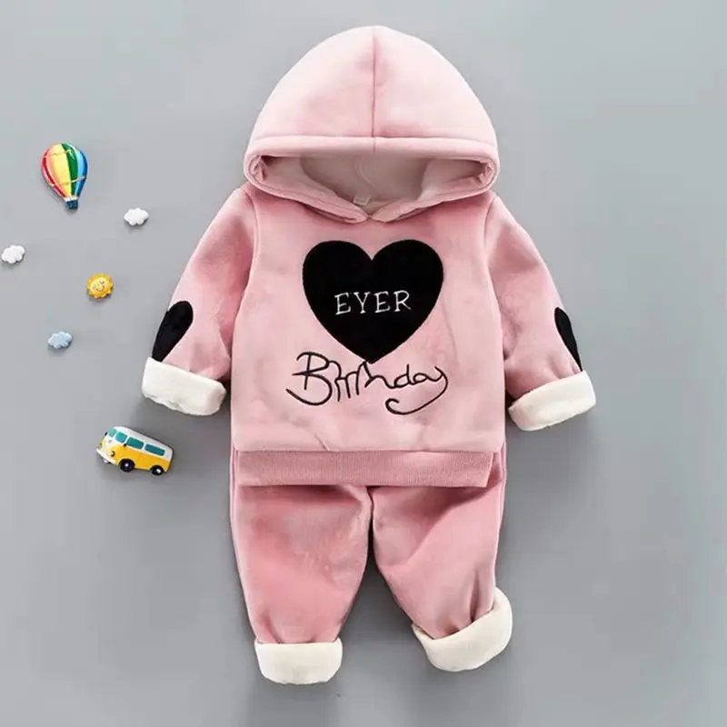 Новые зимние комплекты теплой одежды для девочек Детские хлопковые плотные