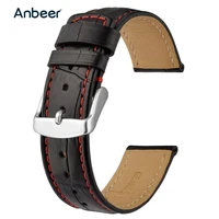 anbeer leather watch band 18mm 20mm 22mm classical style alligator grain replacement belt bracelet for men and women