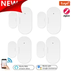 Смарт-Датчик Tuya ZigBee3.0 для окон и дверей, детектор с дистанционным управлением через приложение для домашней безопасности, работает с Alexa Google Home