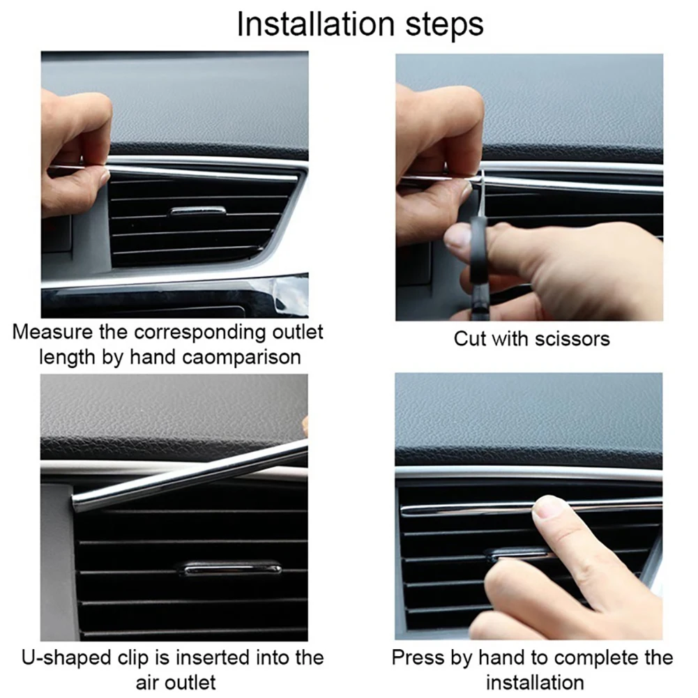 

10Pcs 20cm Car Air Conditioner Outlet Decorative U Shape Moulding Trim Strips Portable Decor Car Interior Moulding Accessories