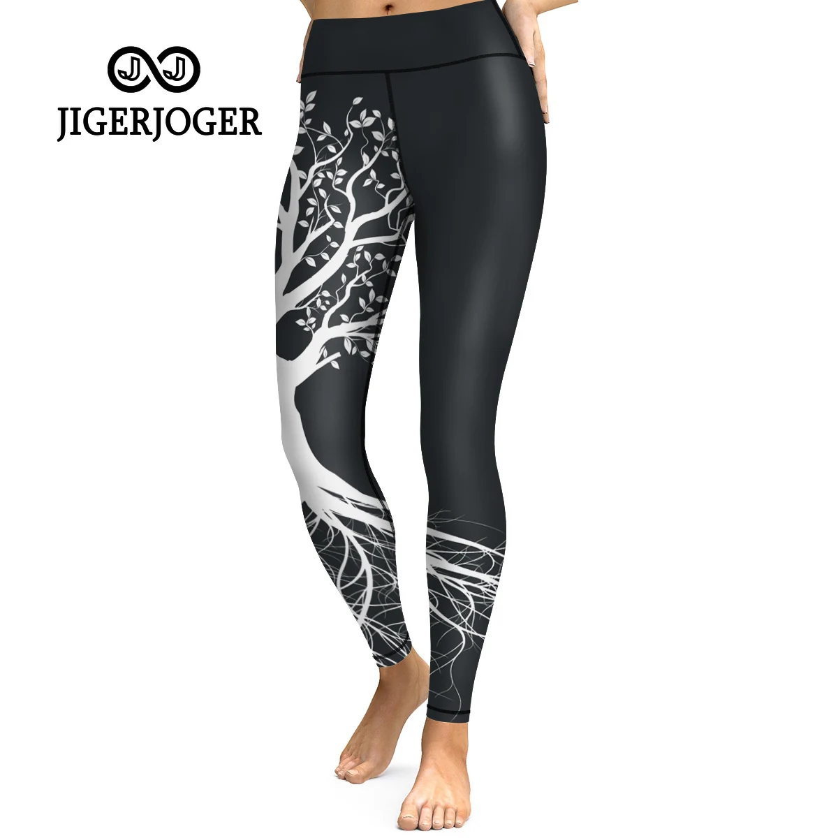 

JIGERJOGER 2020 с завышенной талией лента черного цвета Древо жизни женские штаны для йоги тренировок спортивные Леггинсы для балета танцев Одежда для активного отдыха