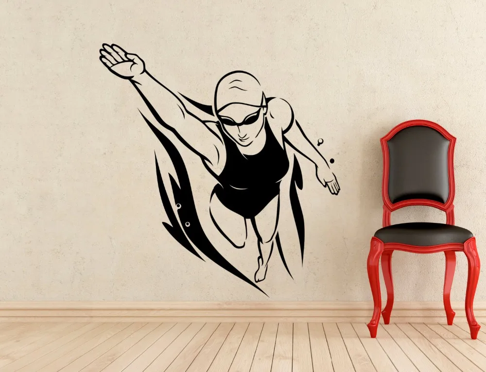 Наклейки на стену для спортзала и плавания домашний декор гостиная Съемный