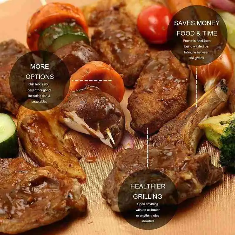 Коврик для гриля и барбекю медные антипригарные вкладыши выпечки многоразовые