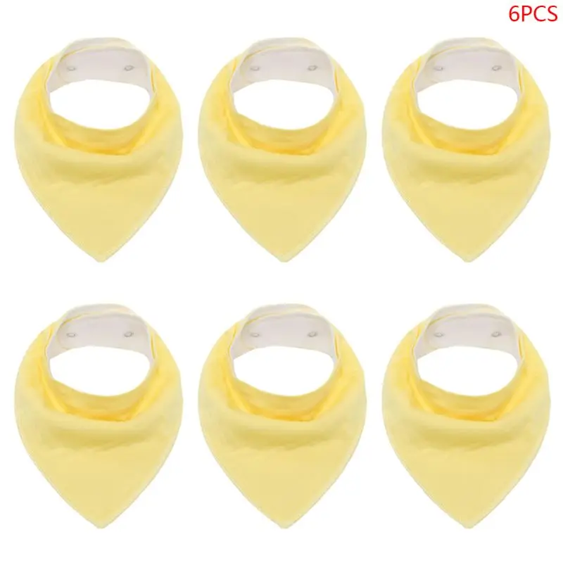 

6 Pcs/set Baby Bibs Burp Cloths Toddlers Pure Color Infant Soft Cotton Waterproof Triangle Saliva Towel 97BE