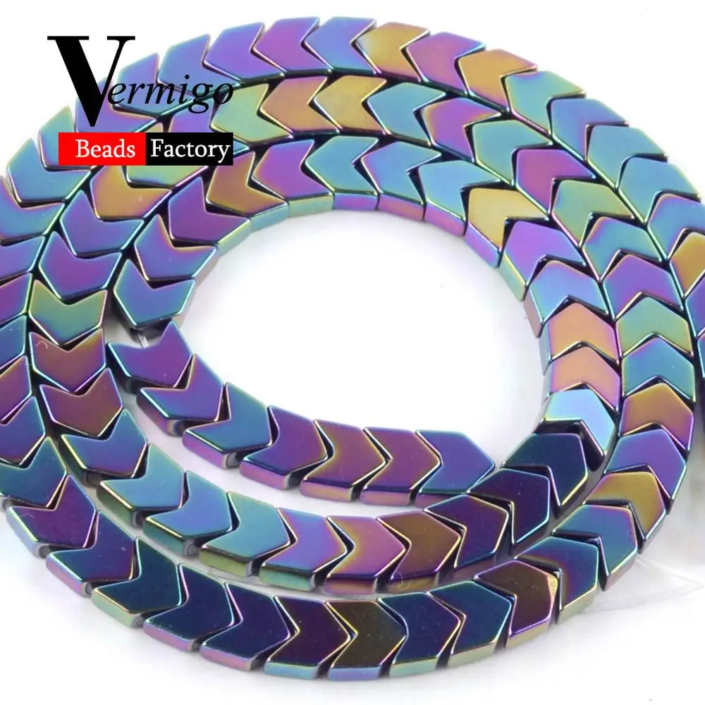 Multicolor Натуральный камень Стрелка Форма цвет серебристый, Золотой гематитовые бусины для самостоятельного изготовления ювелирных изделий брелоки для браслетов и ожерелий шариков 3/4/6/8 мм 15" - Цвет: Multicolor