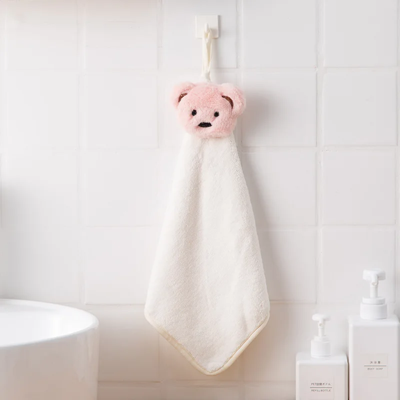 

Soft Cute Polyester Bear Beige Cartoon Animal Children's Kitchen Rabbit Towel Household Tableware Cleaning Wiping Tools 30x30cm