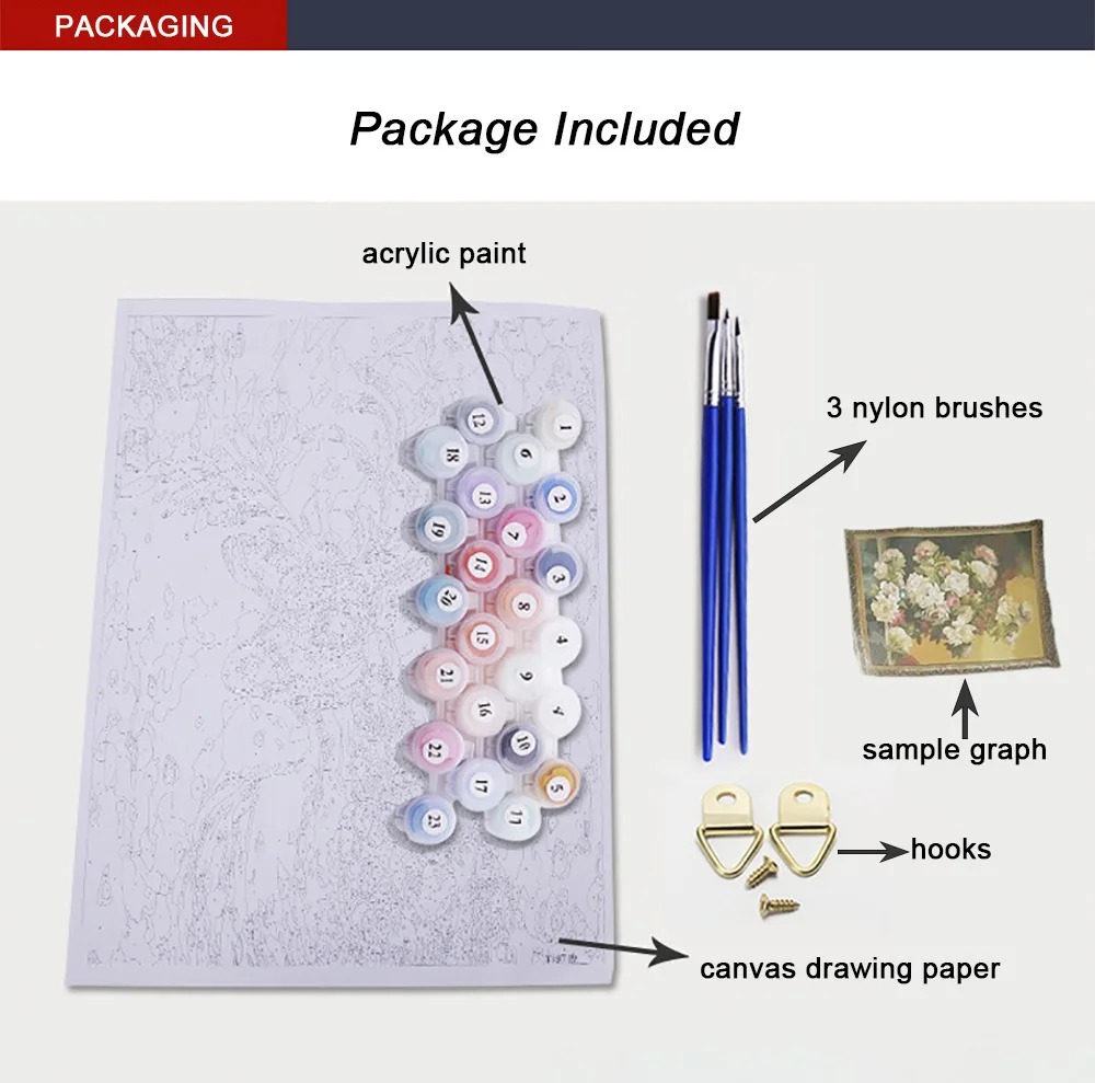 DIY масляная краска для рисования с кистями красок по номерам набор взрослых