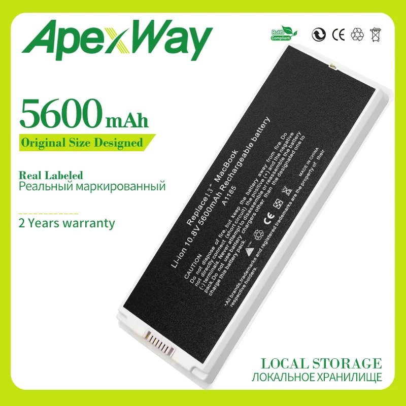 Белый аккумулятор Apexway для ноутбука Apple MacBook 13 дюймов 5600 мАч 10 8 В A1181 A1185 MA566 MA561 MA561J/A