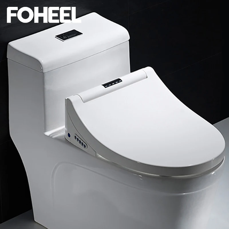 

FOHEEL Electric Bidet Cover Led Light Wc Smart Bidet Heating Sits LCD Intelligent Toilet Seat Elongated F6-6