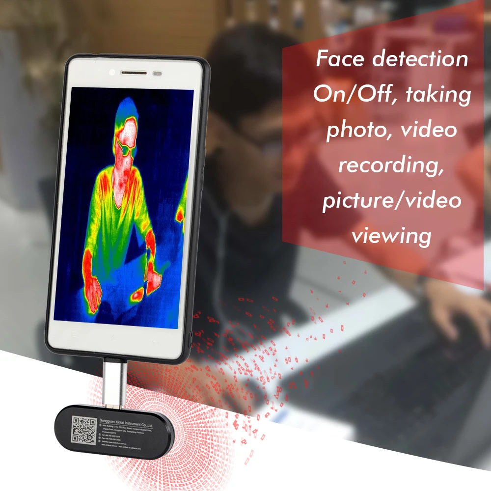 

Hti HT-102 Mobile Phone Thermal Infrared Imager Support Video and Pictures Recording Face Detection Imaging Camera For Android