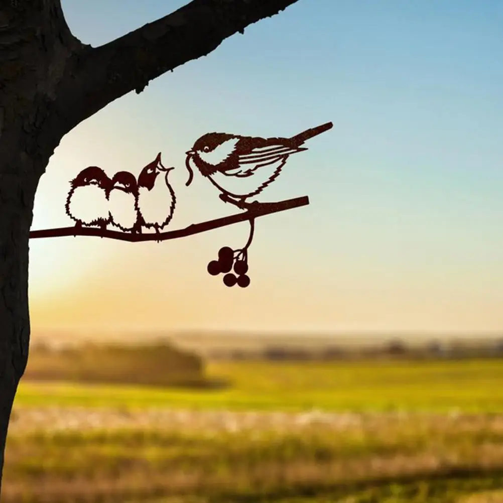 

Metal Garden Iron Chicken Hummingbird Owl Bird Simulation Animal Art Insert Garden Backyard Branch Creative Plug-in Decoration