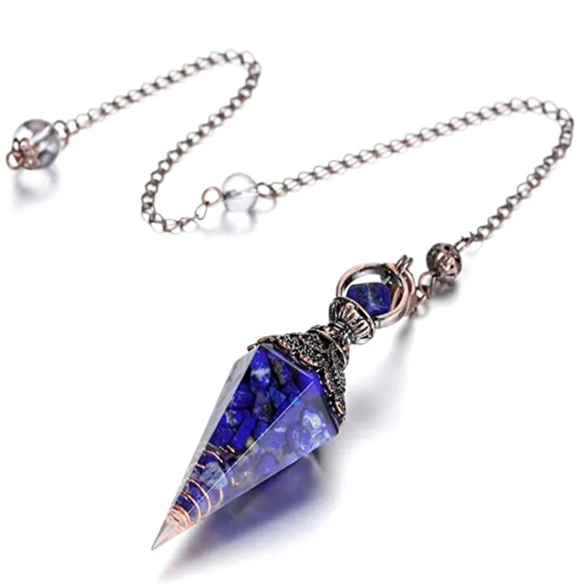 Уникальный Медный кулон FYJS шестиугольная пирамида голубые аквамарины звеньевая