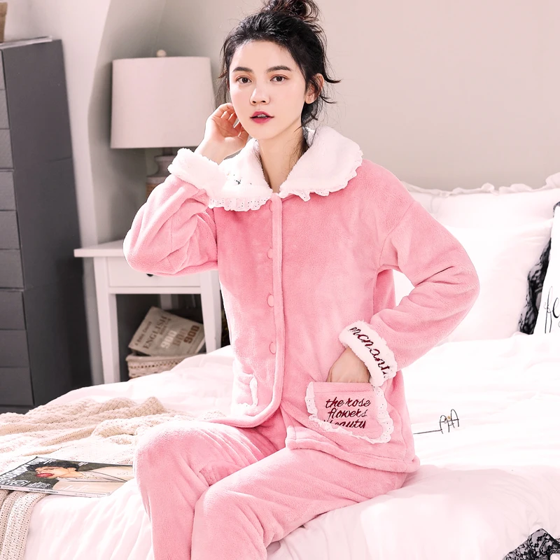 Женский пижамный комплект из кораллового флиса