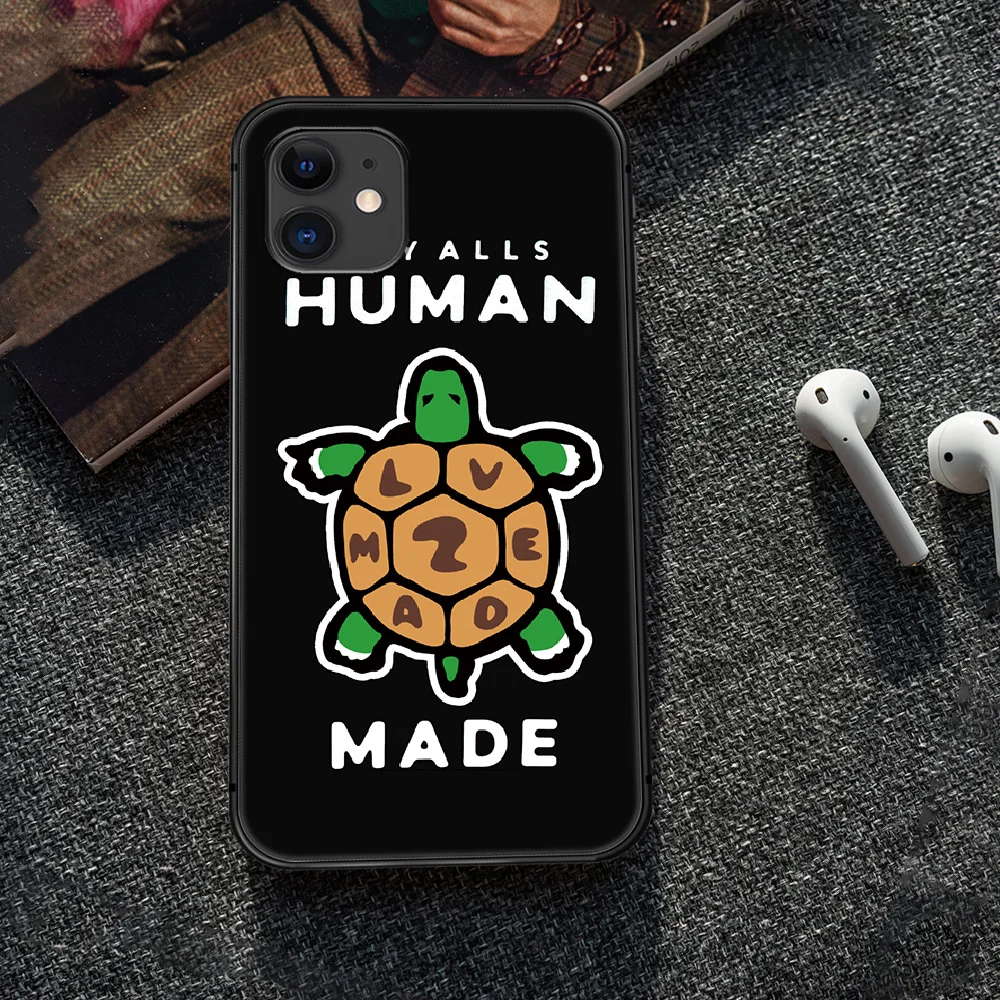 

human made Phone Case Cover Hull For iphone 5 5s se 2020 6 6s 7 8 12 mini plus X XS XR 11 PRO MAX black Prime Luxury Shell