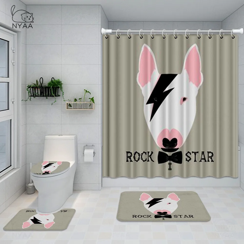 NYAA Dog Rockstar Bullterrier набор для ванной комнаты Забавный портрет животного