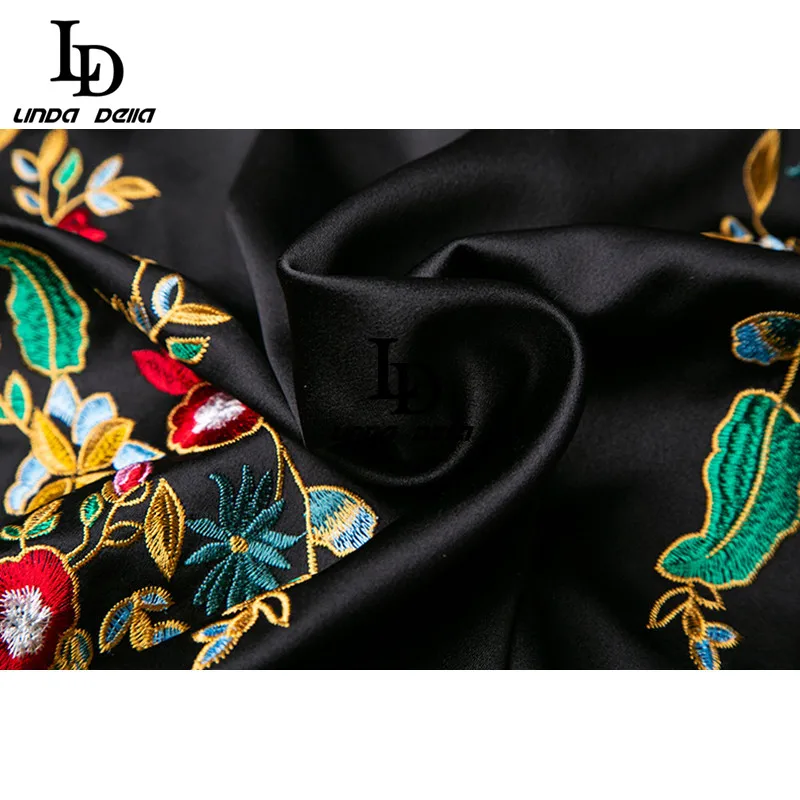 LD LINDA Делла модное Дизайнерское черное длинное платье женское с рукавом 3/4 и v