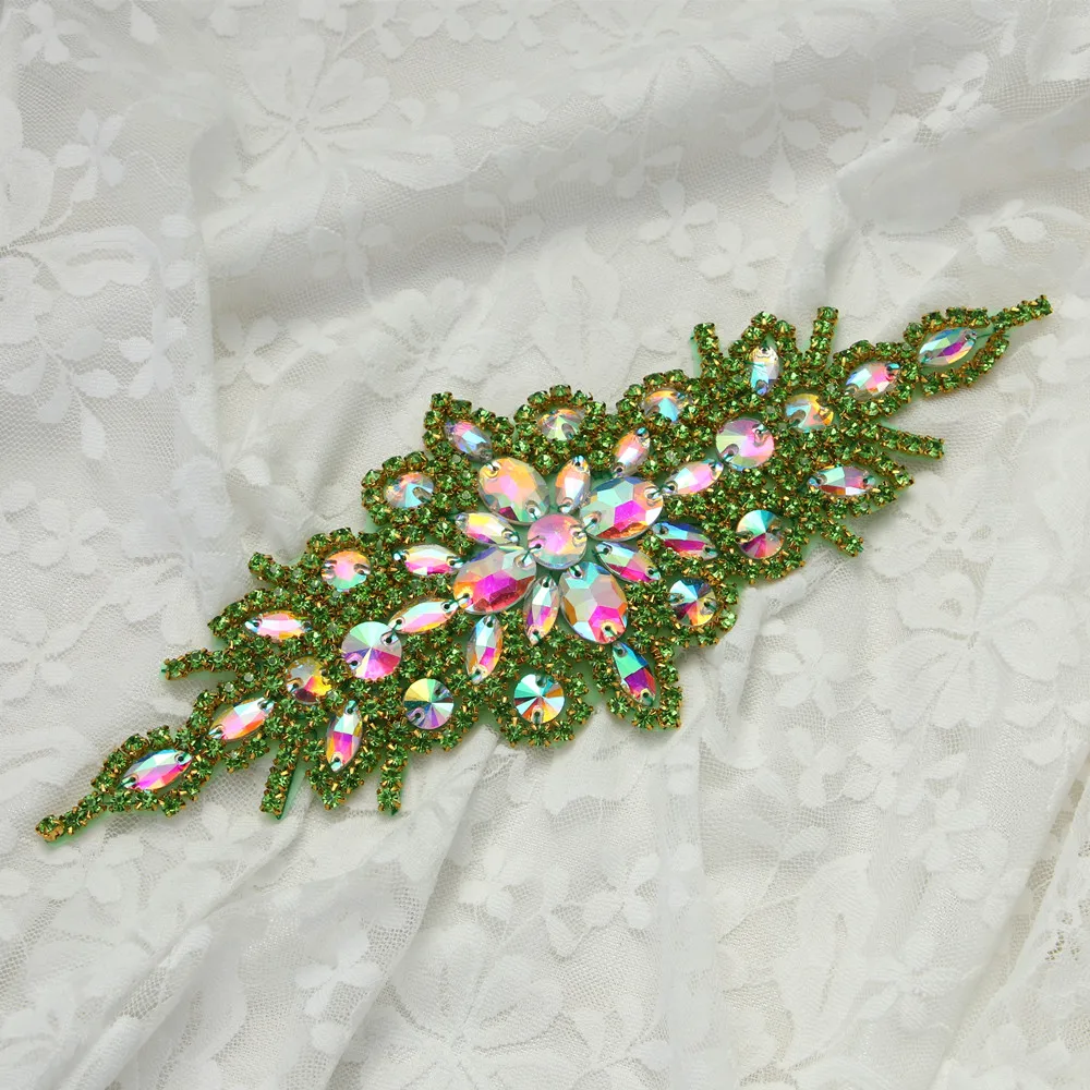 Пояс-кушак для свадебных аксессуаров серебряный с кристаллами аппликация