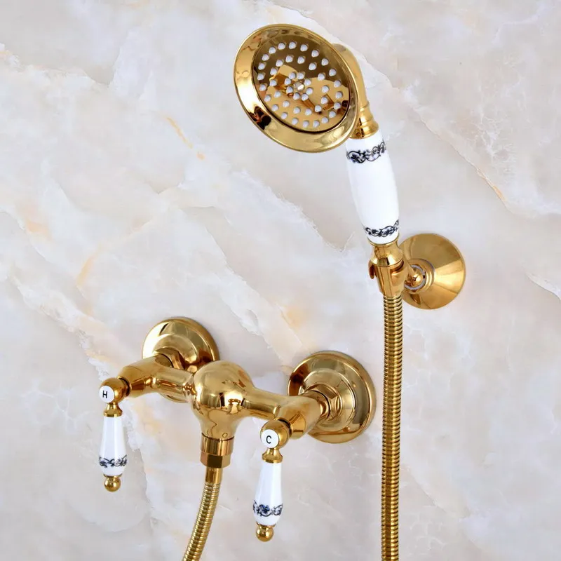Роскошный полированный латунный Смеситель для ванной комнаты золотого цвета
