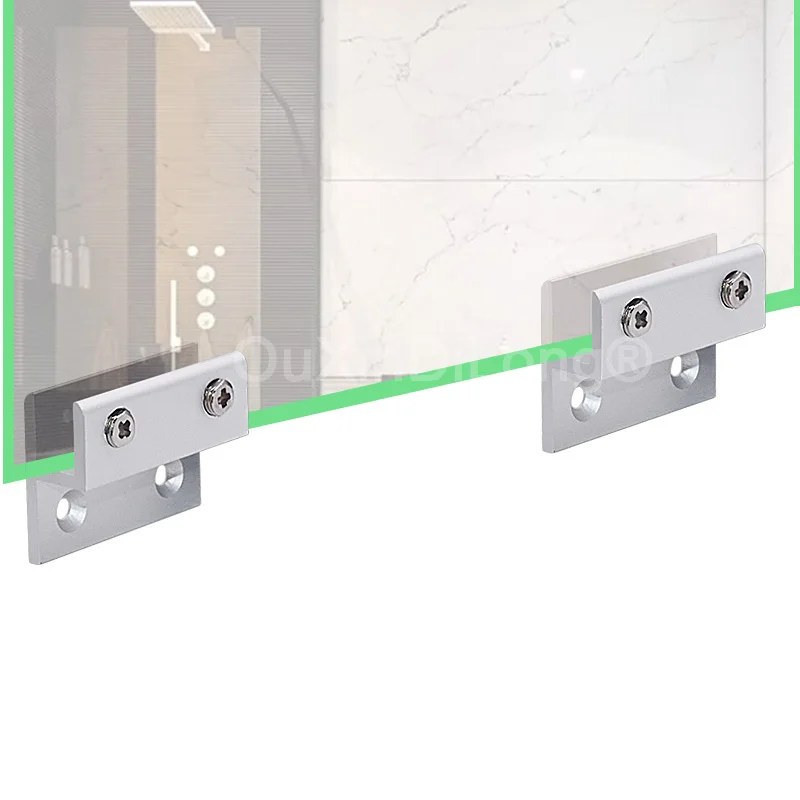 

4PCS Aluminum Alloy Glass Acrylic Mirror Clip Wall Mount Holder Bathroom Glass Clamp H Shaped Brackets Silver for 3-12mm GF833