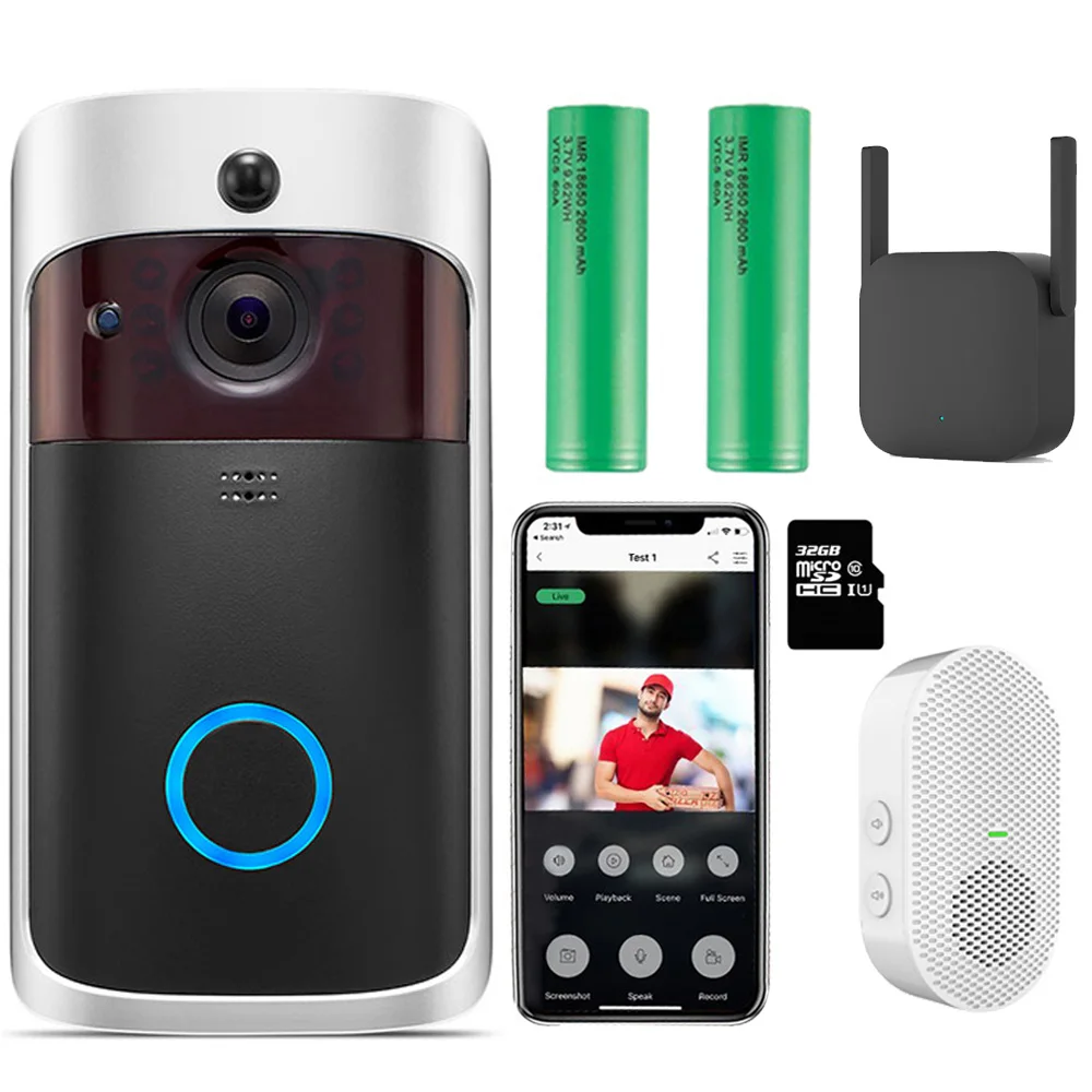 WIFI дверной звонок умный IP видеодомофон Wi Fi камера для квартиры ИК сигнализация