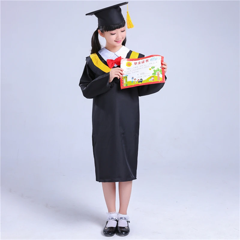 Yellow Set Детская куртка на выпускной для мальчиков и девочек, костюм с шапкой, костюм для выступлений, школьная форма, нарядное платье доктора, Детский костюм - Цвет: Yellow Set