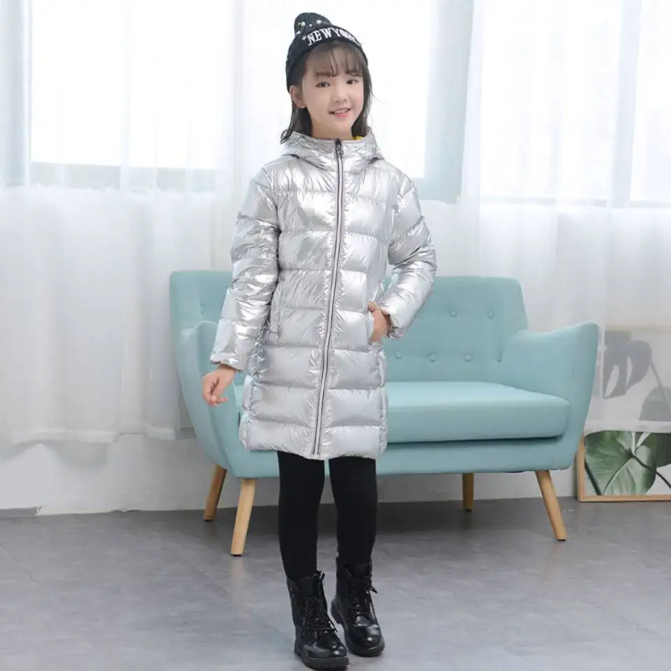 

Toddler Winter Coat Hooded Down Jackets For 3-13 Yrs Old Kids Clothes Solid Color Warm Parkas Cute Baby Girl Zipper Outerwear