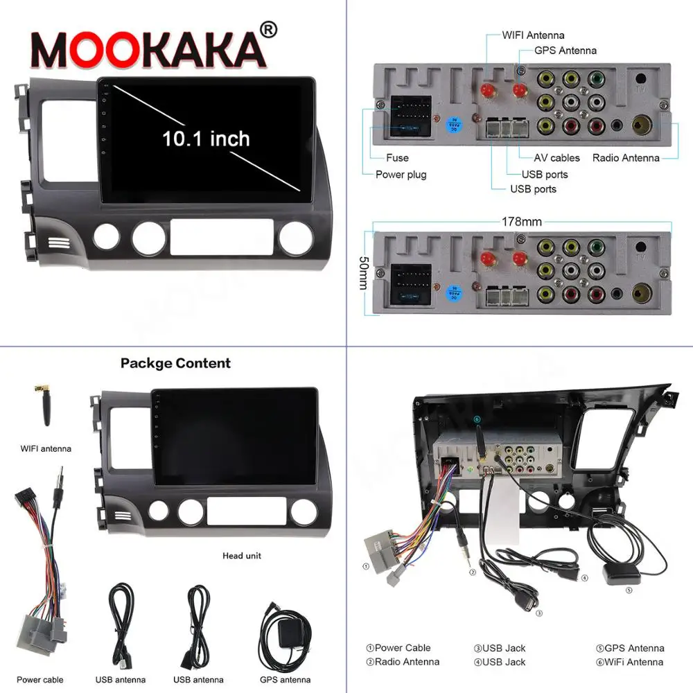 Автомобильный мультимедийный проигрыватель на Android 10 0 4G GPS для Honda Civic 2006 2007 2008 2011