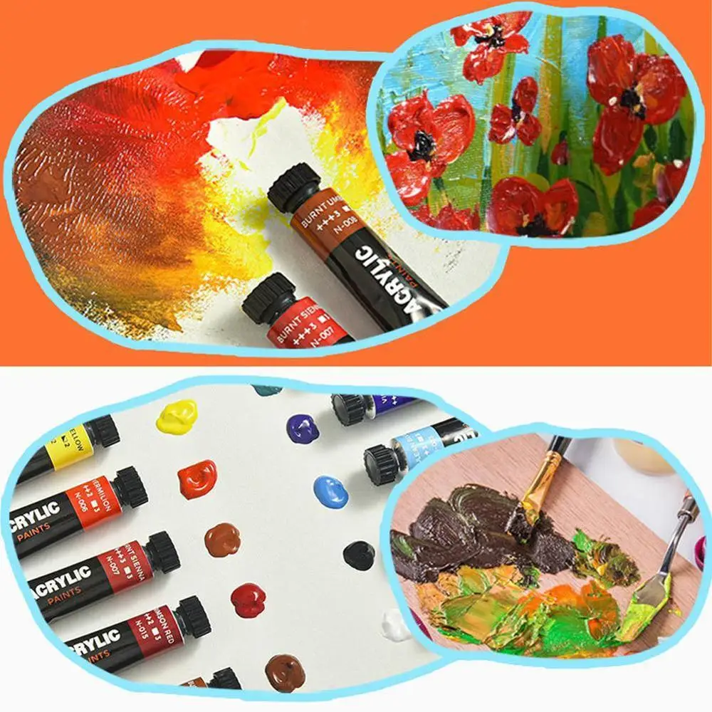 

12/24 Colors 12ml Tube Waterproof Acrylic Paint Set School Stationery Art Paint Painting Student S3P6