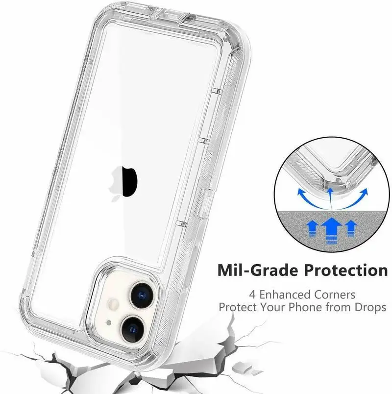 Гибридный сверхмощный 360 полноразмерный чехол для iPhone 12 Pro Max XR 6 7 8 Plus 11 прочный