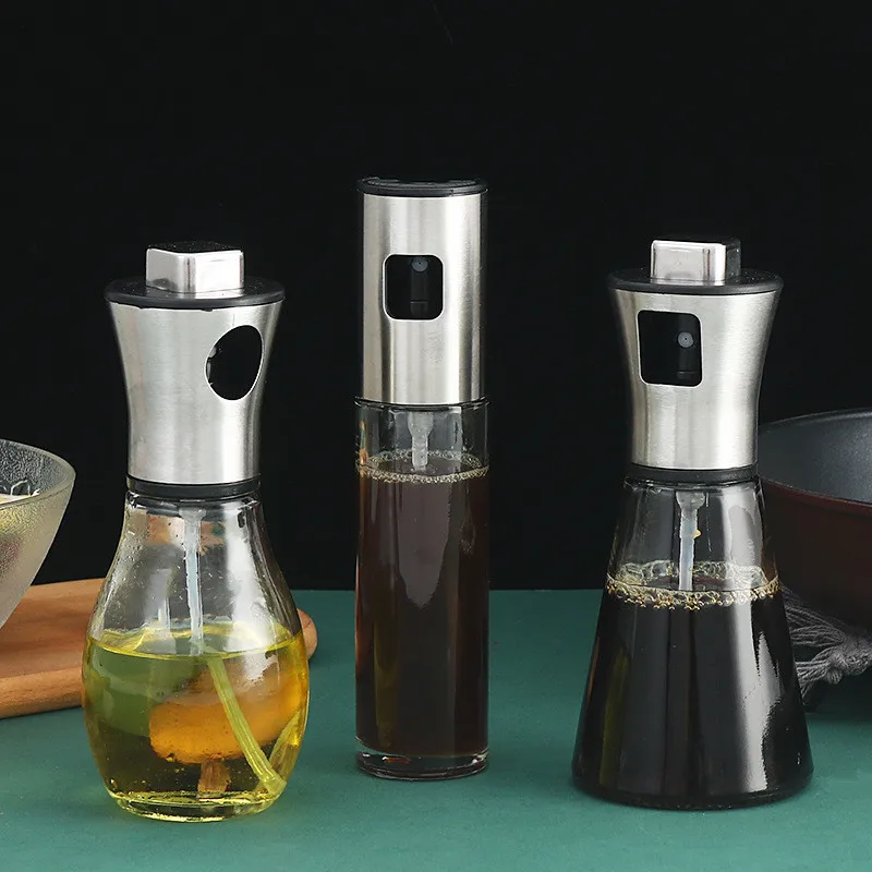

Creative Oil Bottle 3PCS/Sst Soy Sauce Container Olive Vinegar Seasoning Glass Spray Leakproof Easy Cleaning Kitchen Tool TN