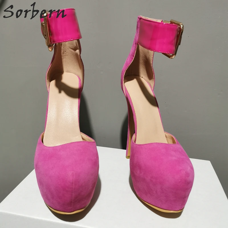 Sorbern/женские туфли-лодочки цвета фуксии с ремешком на щиколотке туфли острым
