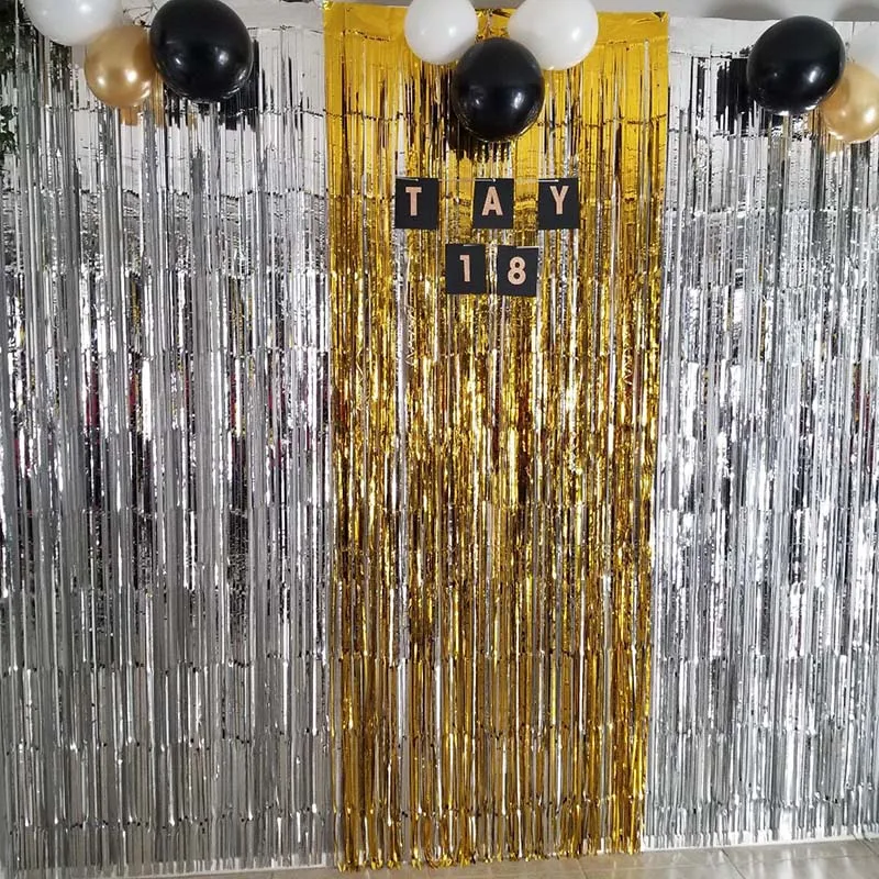 100*100 см блестящие занавески с бахромой дверь дождь домашняя комната Свадебная