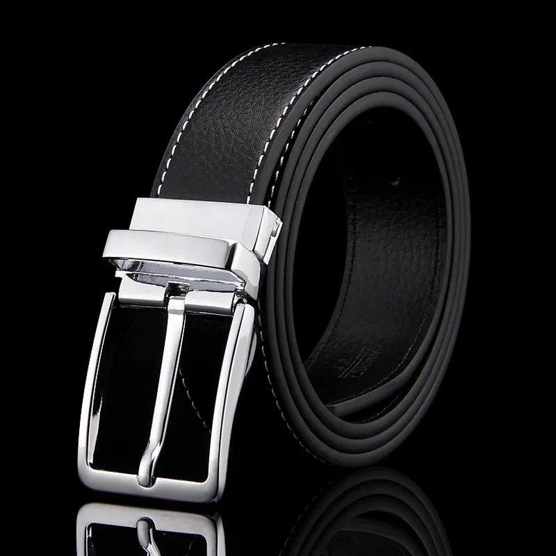

2019 new fashion mens belt luxury brand designer high quality cow genuine leather waist strap chain male buckle belts for men