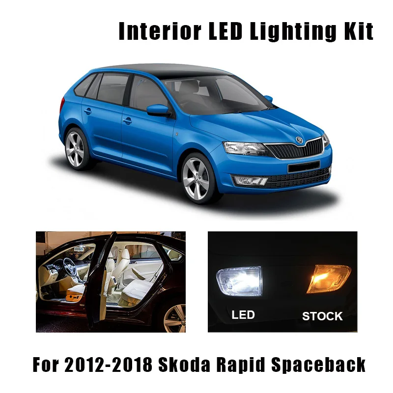 

12 шт., белый свет для номерного знака Skoda Rapid Spaceback NH1 2012-2018