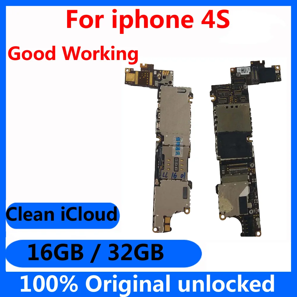 Оригинальная материнская плата для iphone 4S чистая iCloud материнская плата 16 ГБ 32 ГБ разблокированная система IOS Логическая плата для iphone 4S схемы