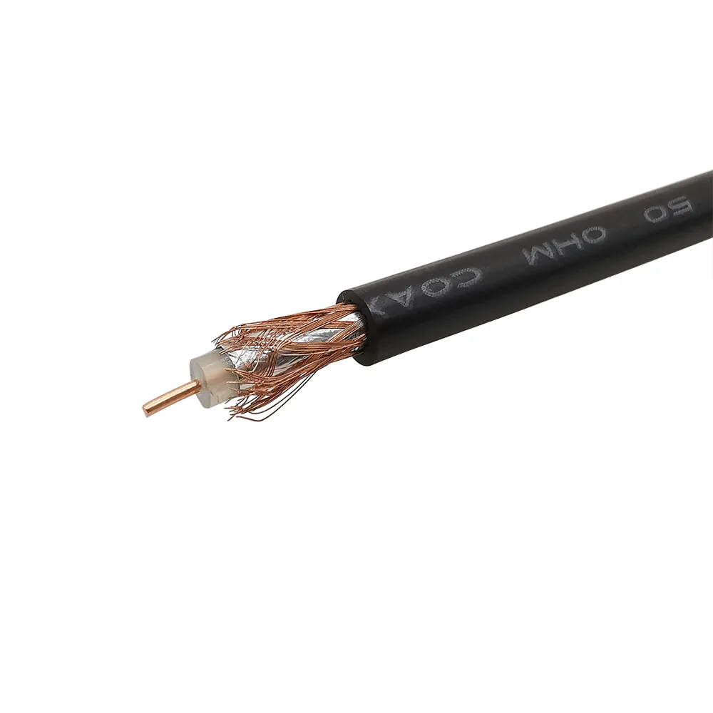 Черный РЧ коаксиальный кабель RG58 RG58U 50ohm Медь Core отрезок Провода