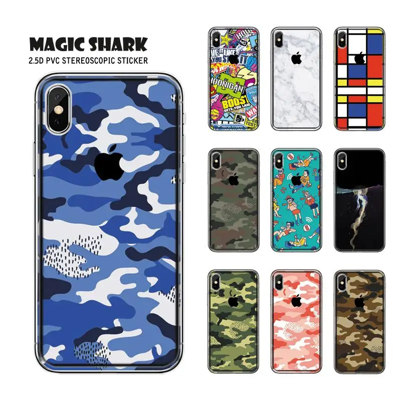 Magic Shark мраморный военный водонепроницаемый ПВХ Bumpy 2.5D стикер чехол пленка для iPhone