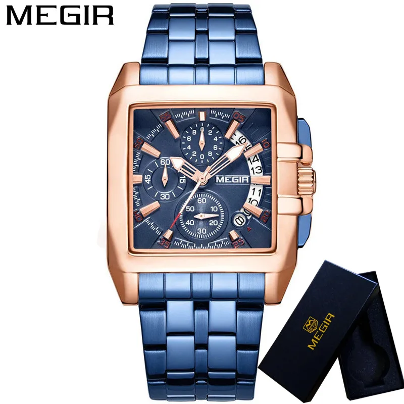 Часы MEGIR мужские водонепроницаемые с хронографом военные брендовые Роскошные