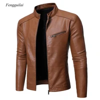 new autumn winter 2020 mens biker outerwear leather jacket wind proof coats