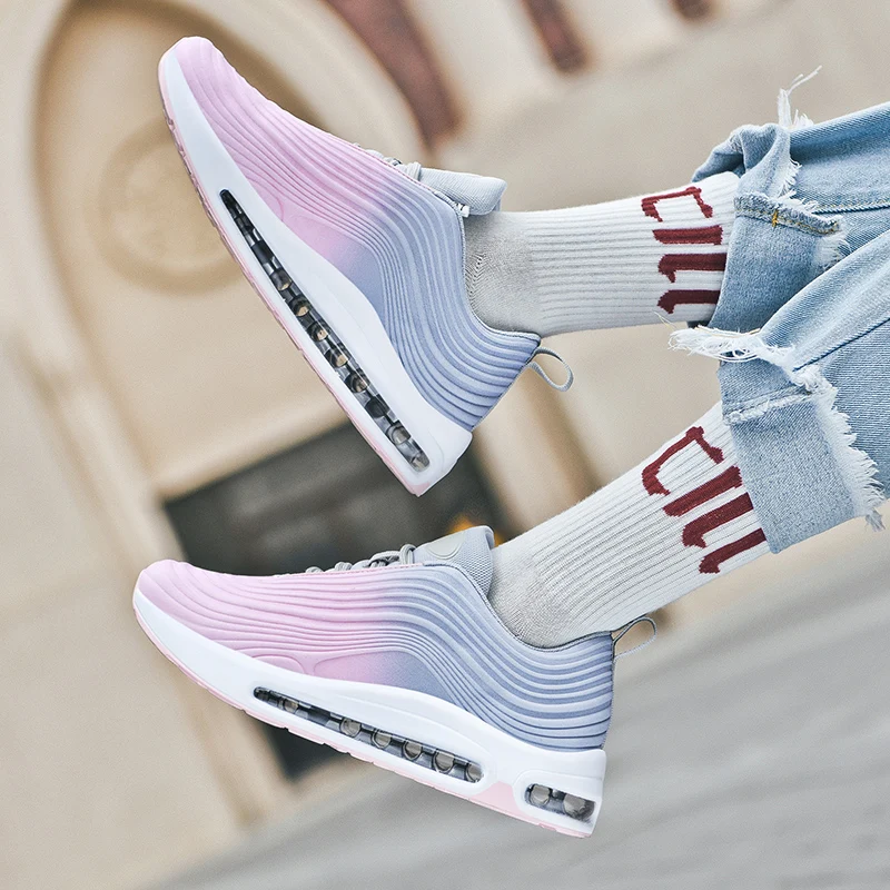 

Brand New Running Shoes for Men Couple Jogging Sneakers Air Sole Breathable Mesh Lace-up Outdoor Training Fitness Sport Shoes